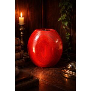 Red Bamboo Vase – Handmade  – Modern Sculptural Vase – Glossy Statement Decor